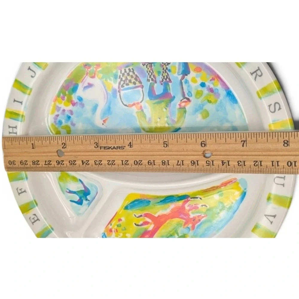 MacKenzie Childs Barnyard Alphabet Farm Divided Plate Kids Mealtime Toddler 8.5